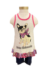 Ivory Multi Bonjour Mademoiselle(Hello Miss) Leggings Set