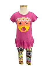 Multi Wink Emoji Leggings Set