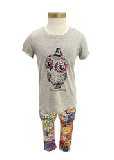 Gray Pink Pretty Owl Leggings Set