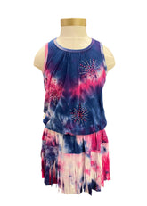 Blue Pink Purple Dyes and Crystals Dress