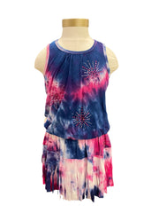 Blue Pink Purple Dyes and Crystals Dress
