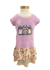 Purple Black Ivory Pink Green Blue Captured Flower Photo Dress