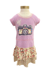 Purple Black Ivory Pink Green Blue Captured Flower Photo Dress