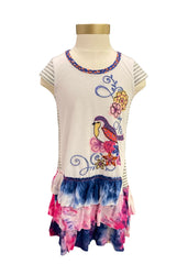 Multi Bird, Flowers Embroidered Dress
