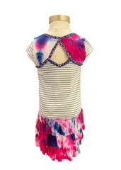 Multi Bird, Flowers Embroidered Dress