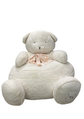 Fluffy Bear Pouf with Ribbon