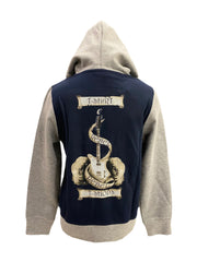 Navy Blue Gray Guitar and Roses Jacket