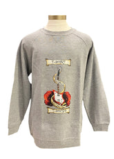 Gray Red Yellow Guitar and Roses Sweater