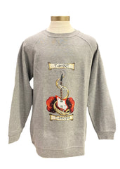 Gray Red Yellow Guitar and Roses Sweater