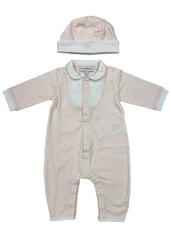 Pink White Peter Pan Collared Romper and Hat Set