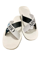 'ARMANI' and 'GA' Logo Crossover Strap Slipper