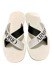 'ARMANI' and 'GA' Logo Crossover Strap Slipper