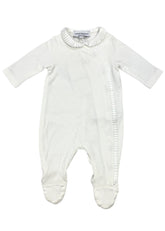 'EA' Embroidered Pleat Trim Romper