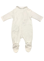 'EA' Embroidered Pleat Trim Romper