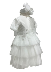 White Silk Tulle Floral Baby Dress Set