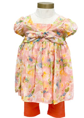 Floral Chiffon Top and Leggings Set