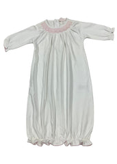 White Pink Full Button Popper Baby Gown