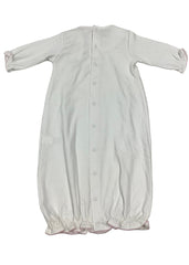 White Pink Full Button Popper Baby Gown