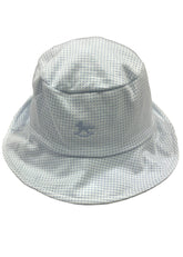 Blue White Rocking Horse on Gingham Sun Hat
