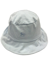 Blue White Rocking Horse on Gingham Sun Hat