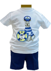 Navy Dog Printed Top and Short Set