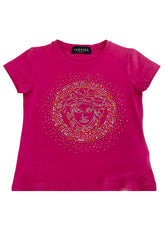 Pink Versace Crystal Logo T-shirt