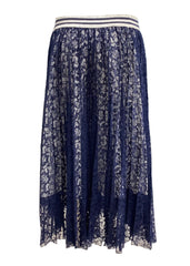 Navy Blue Silver Gina Lace Skirt