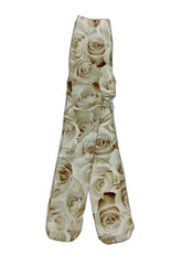 Ivory Yellow Yellow Rose Print Tight Stockings
