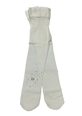 White Crystal Pearl and Ribbon Design Tights and Stockings