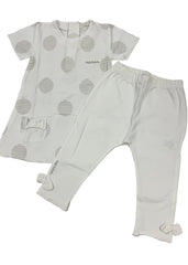 White Brown Striped Circle Set Leggings Set