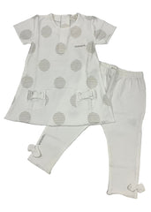 White Brown Striped Circle Set Leggings Set