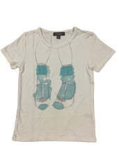 Beige Turquoise Sandal Print Short Sleeve T-Shirt
