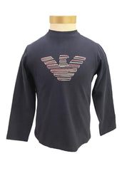 Glittery Pink Gray Armani Logo Print Longsleeve T-Shirt