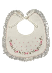 White Pink Lace and Roses Bib