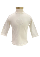 Cream Silver Heart Long Sleeve T-Shirt