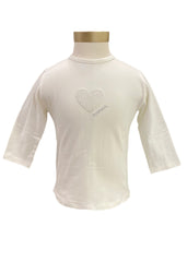 Cream Silver Heart Long Sleeve T-Shirt
