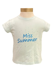 Blue Green MIss Summer Tee with Sequins Short Sleeve T-Shirt
