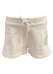 White Silver Soft White Shorts with Silver Heart Shorts