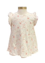 White Pink Green Nanan Floral Print Dress