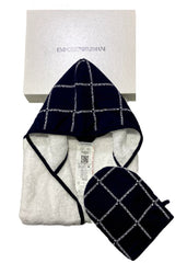 'EMPORIO ARMANI' Checkered Pattern Bathrobe and Glove Set