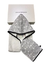 AOP 'EMPORIO ARMANI' Print Bathrobe and Glove Set