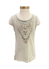 Gray Tribal Design Sleeveless T-Shirt