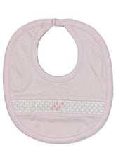 Pink White Bib Diamond Pattern Smock Bib