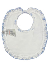 White Blue Heart Blossom Print Bib