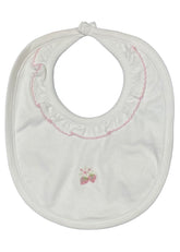 White Pink Ruffled with Berries Bib