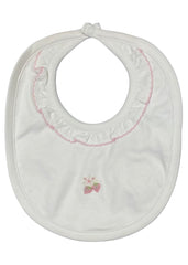 White Pink Ruffled with Berries Bib