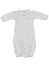 Convertible White Pink Berries Baby Gown