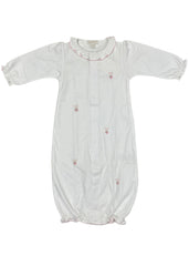 Convertible White Pink Berries Baby Gown