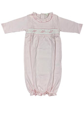 Pink Ruffle Neck and Smocking Baby Gown