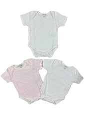 Set of 3pc White Pink Mini Dots Kissy Kissy Short Sleeve Bodysuit